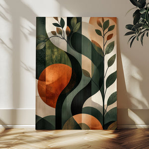 Abstract Green Flowers Wall Art Canvas Print