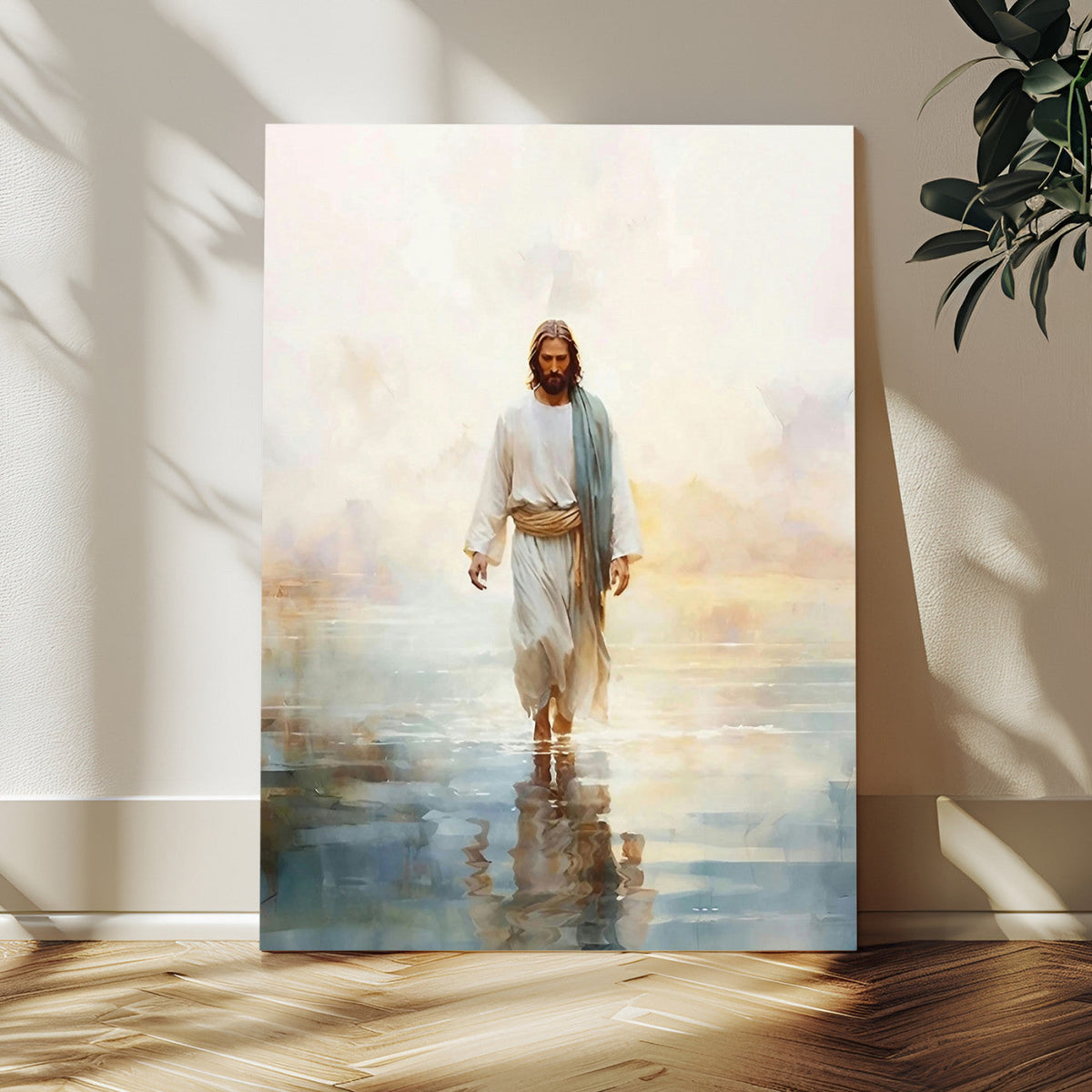 Jesus Walking on Water Wall Art Canvas Print, Christian Wall