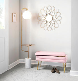 Symbol - Contemporary / Glam Floor Lamp Side Table - White Marble