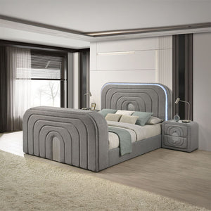 Shelyn - Bedroom Bed With LED, TV Stand, Fireplace & Bluetooth