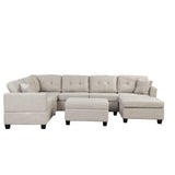 The Lila Linen Sectional Sofa with Hidden Storage Ottoman