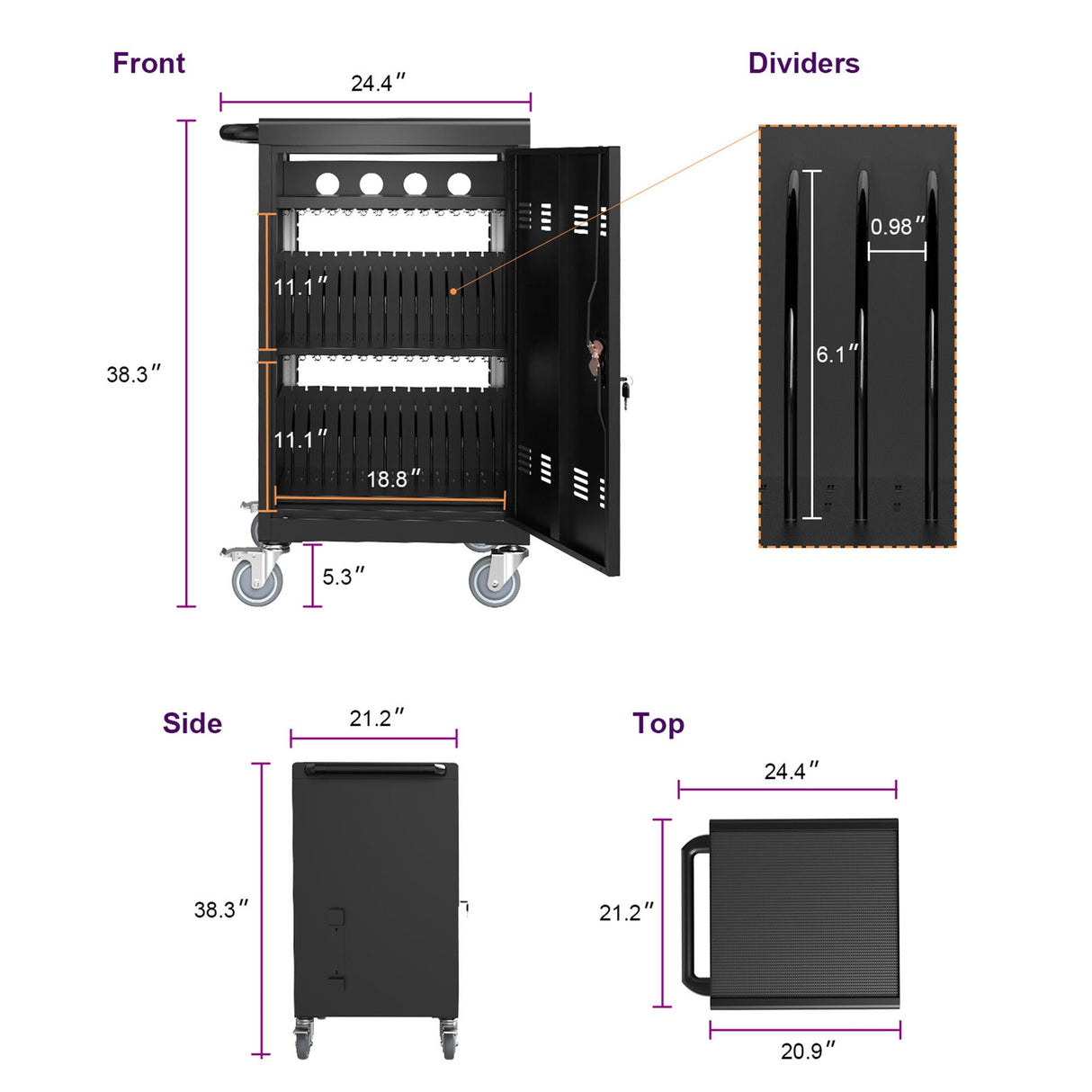 Mobile Charging Cart For Tablets & Laptops - 35 Device Capacity