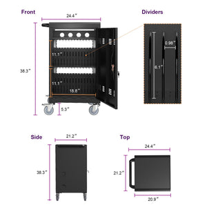 Mobile Charging Cart For Tablets Laptops 35, Device Capacity Matt Metal