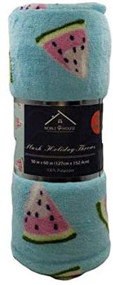 Summertime whimsy plush fleece throw blanket (50" x 60") - watermelon slices
