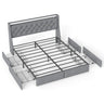 Queen Platform Bed Frame With RGB LED & Charging Station, Storage Headboard - Gray