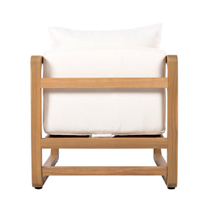 Acacia Wood Outdoor Set: 2 Club Chairs and Rustic Slat Side Table