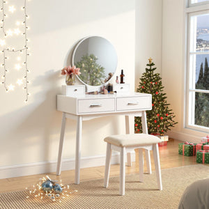 Liannon Contemporary Wood Vanity and Stool Set