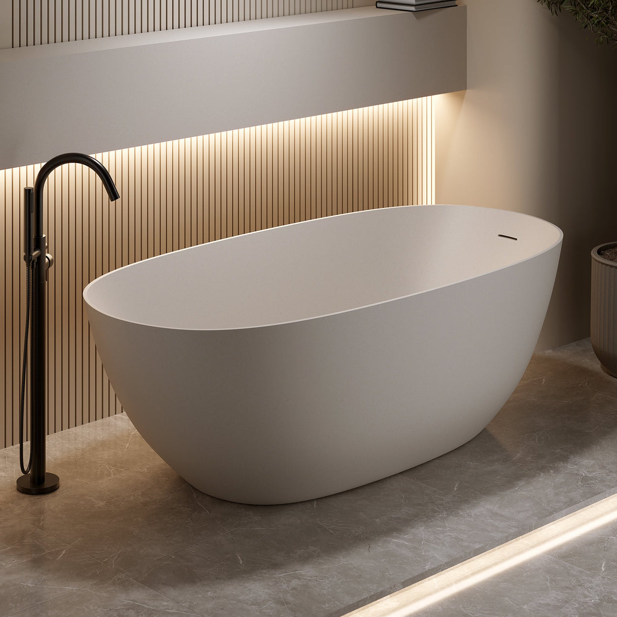 69'' Freestanding Bathtub Resin Stone Soaking Bathtub