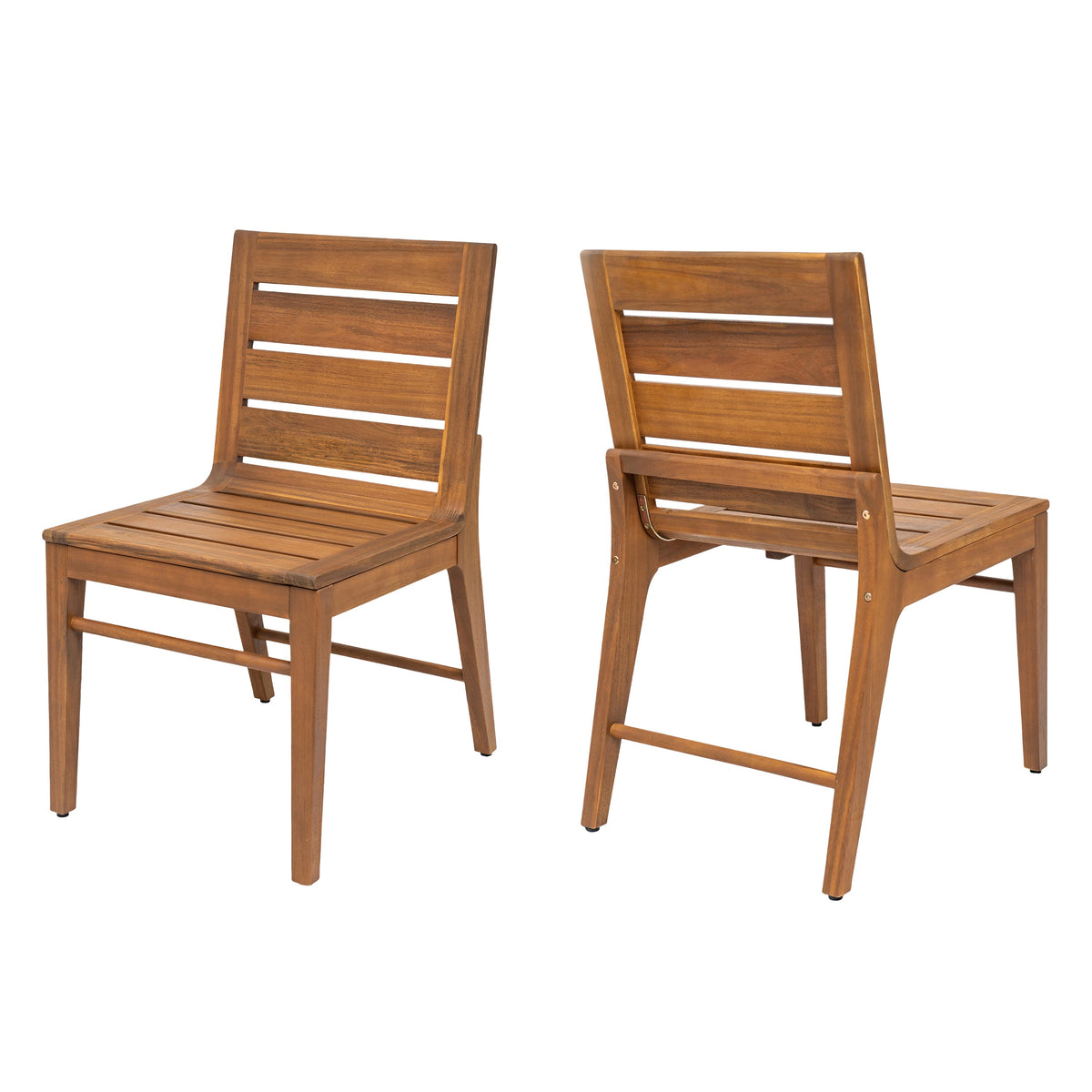 7 Piece Outdoor Acacia Wood Dining Set with Slatted Back Chairs - Teak