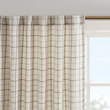 Plaid Rod Pocket and Back Tab Curtain Panel with Fleece Lining Natural 50x95