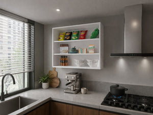 Chinle Wall Cabinet in Melamine with Open Storage
