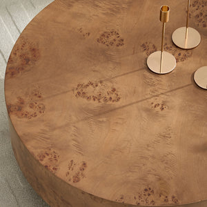 31.49'' Burl Wood Veneer Round Coffee Table