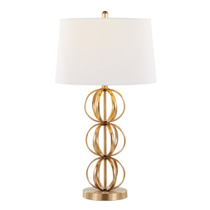 Linx 29" Contemporary Metal Table Lamp in Gold Metal and White Linen Shade - Set of 2