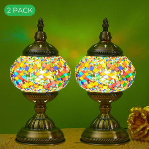 Handmade Turkish Mosaic Lamp – Dimmable Glass Pumpkin Night Light for Bedroom