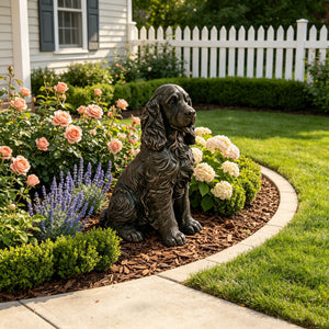 20" Bronze Finish Realistic Sitting Cocker Spaniel Dog Statue