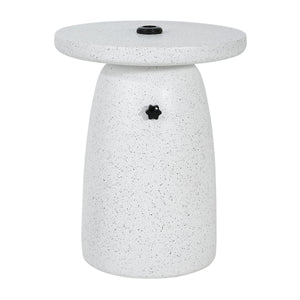 Tess MGO Outdoor Patio Side Table Umbrella Base in White Marble