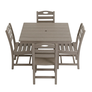 Antique Wood Color HDPE 5-Piece Outdoor Patio Dining Set
