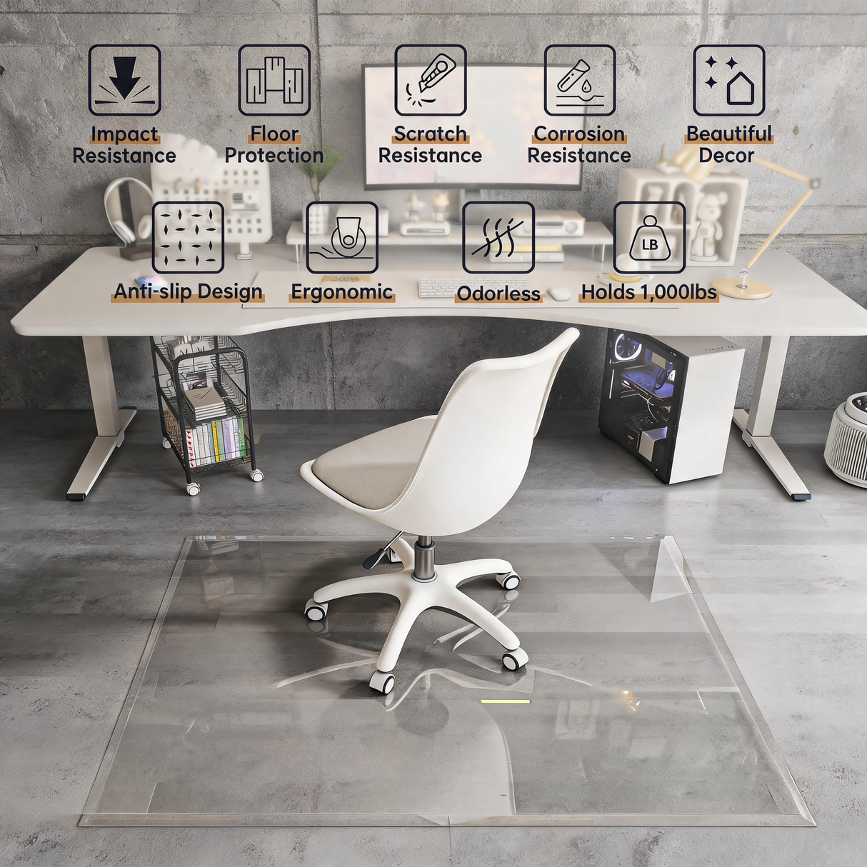 Tempered Glass Beveled Edge Chair Mat