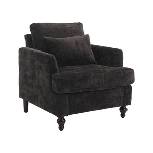 Modern Mid Century Wood Frame Armchair With Tufted Design