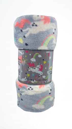 Summertime whimsy plush fleece throw blanket (50" x 60") - rainbow unicorn