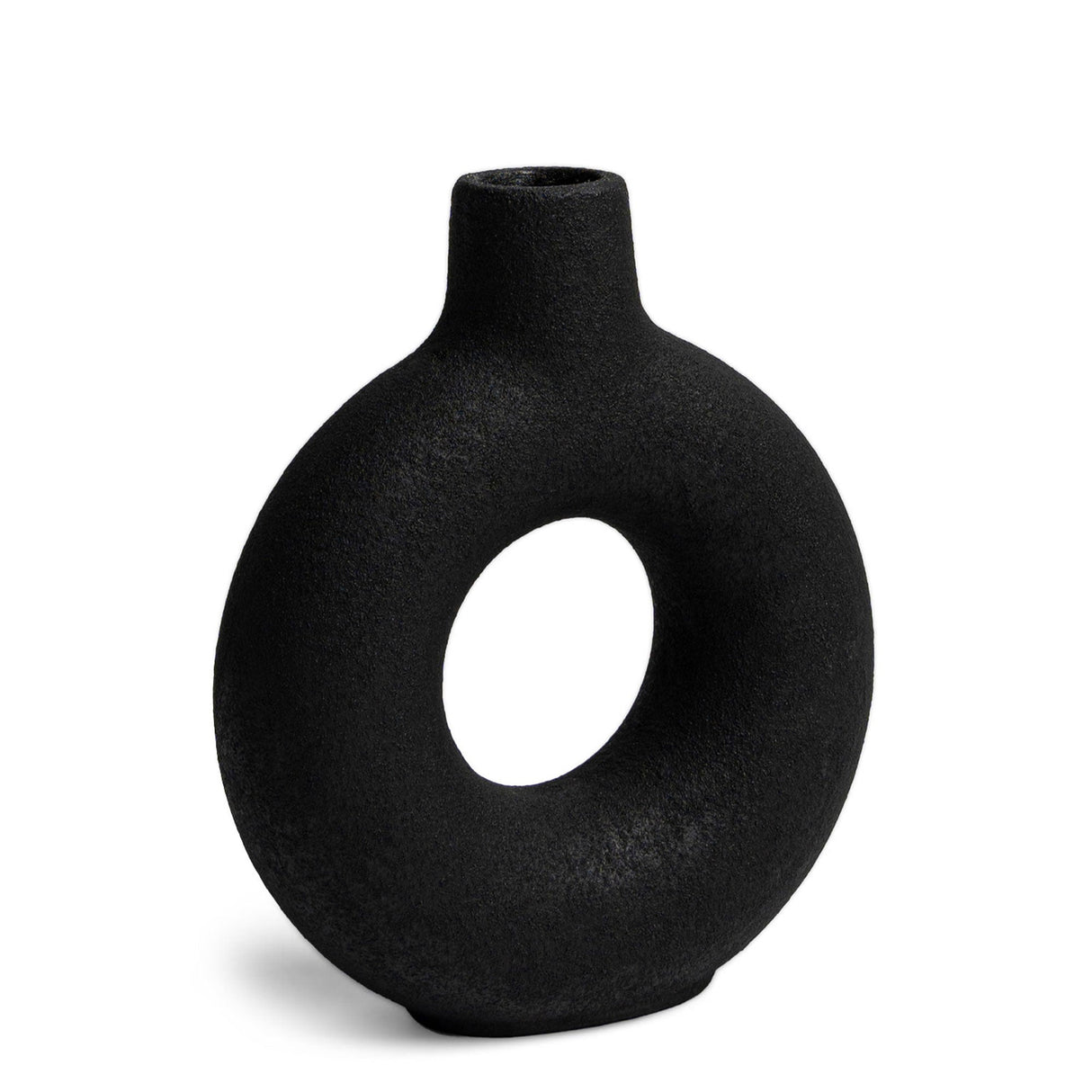 Villa Moda Oona Decorative Modern Ring Vase, Medium, Black