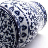 Blue Garden Lotus Porcelain Stool – Hand-Painted Accent Piece 16"