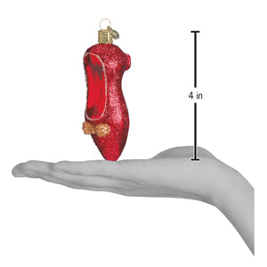 Red Slipper Glass Ornament 4x2x1.25 by Old World Christmas