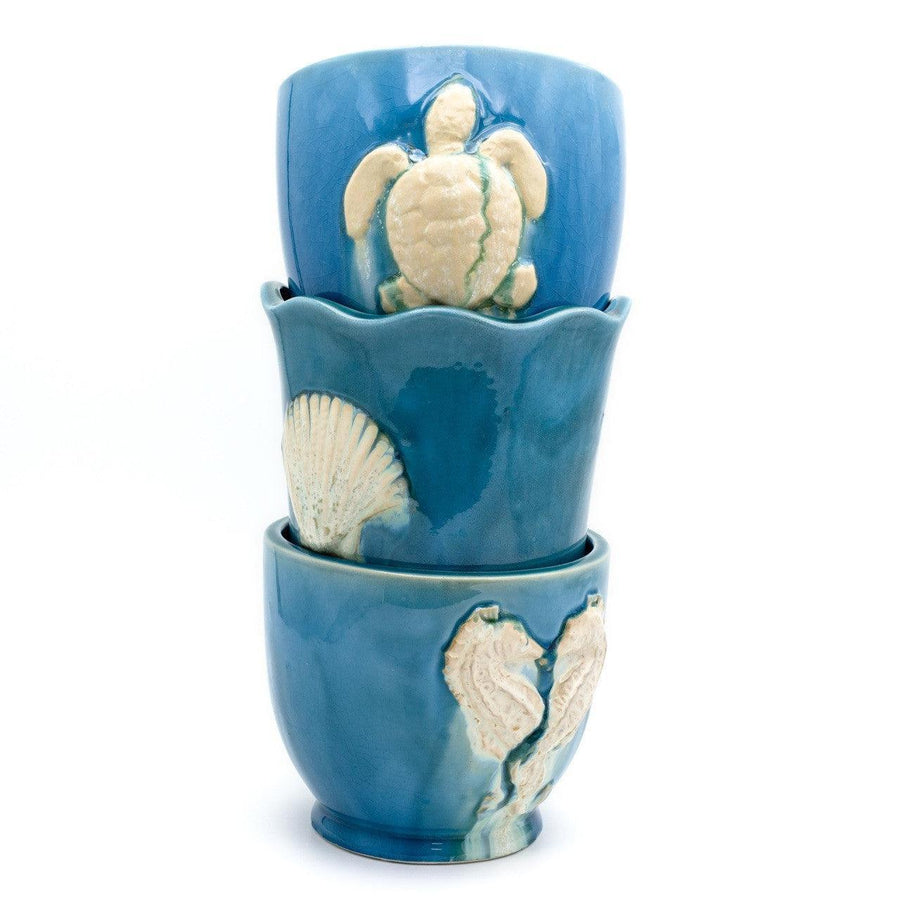 Adriatic Sea Turtle Ceramic Planter – Hand-Decorated Coastal Accent