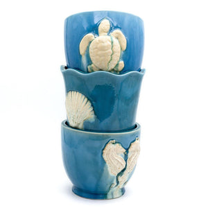 Adriatic Sea Turtle Ceramic Planter – Hand-Decorated Coastal Accent
