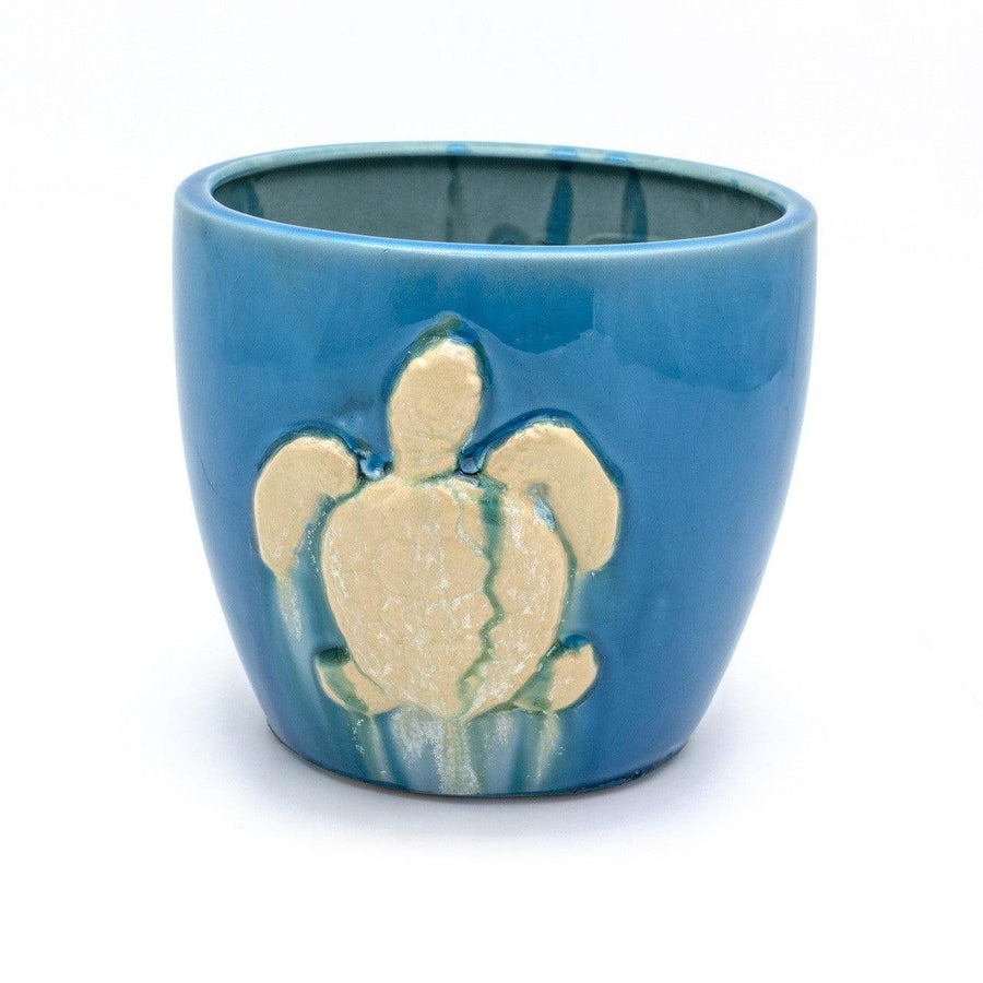 Adriatic Sea Turtle Ceramic Planter – Hand-Decorated Coastal Accent