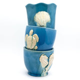 Grotto  hand-decorated seashell scalloped planter