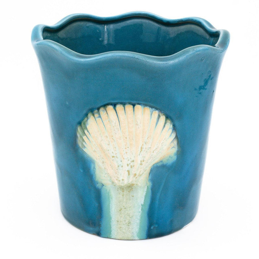 Grotto  hand-decorated seashell scalloped planter