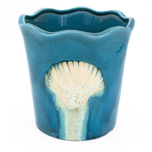Grotto  hand-decorated seashell scalloped planter