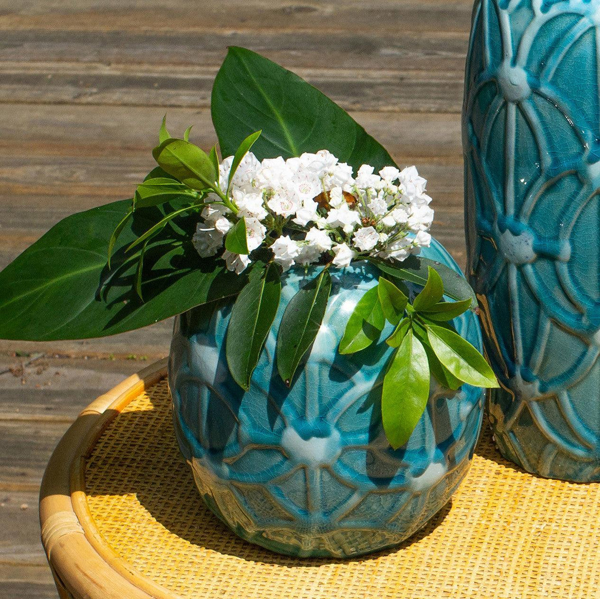 Round rope emboss round vase