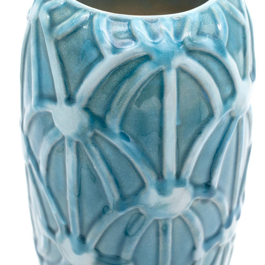 Adriatic-Inspired Tall Rope Vase – Hand-Glazed Ceramic Coastal Decor