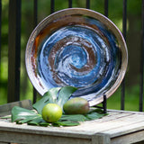 Patina stormy skies swirled plate with stand