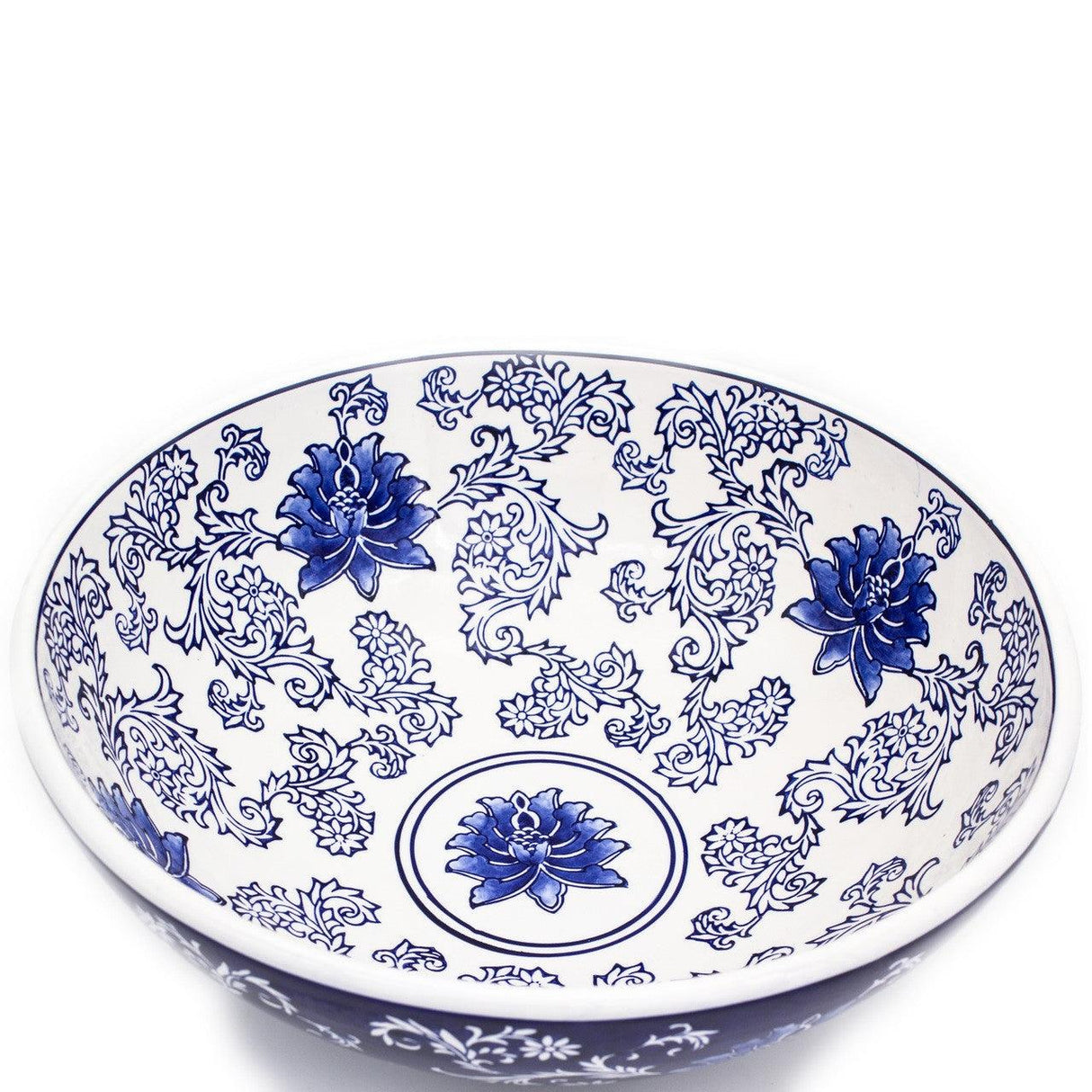 Blue garden 8.25-inch lotus footed bowl