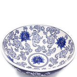 Blue garden 8.25-inch lotus footed bowl