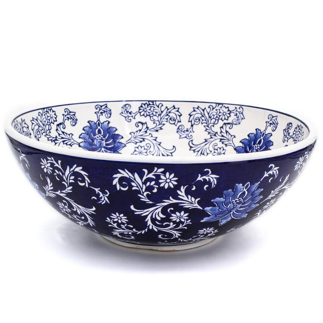 Blue garden 8.25-inch lotus footed bowl
