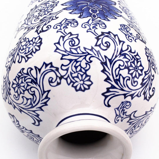 Blue garden tall white lotus shoulder vase