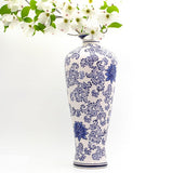 Blue garden tall white lotus shoulder vase