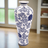 Blue garden tall white lotus shoulder vase