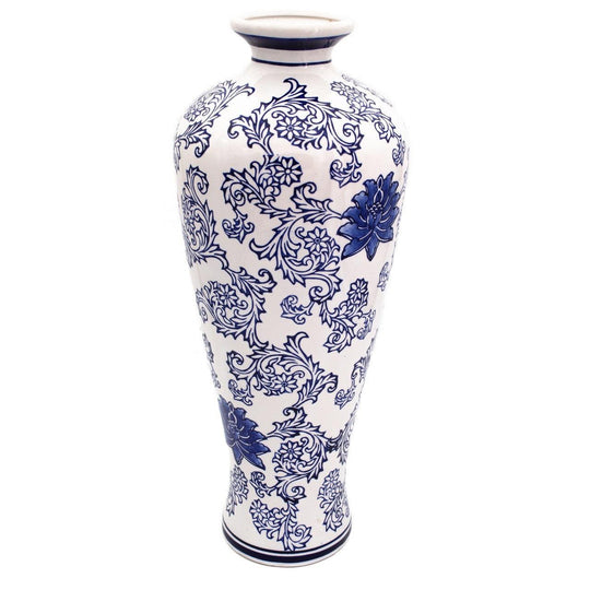 Blue garden tall white lotus shoulder vase