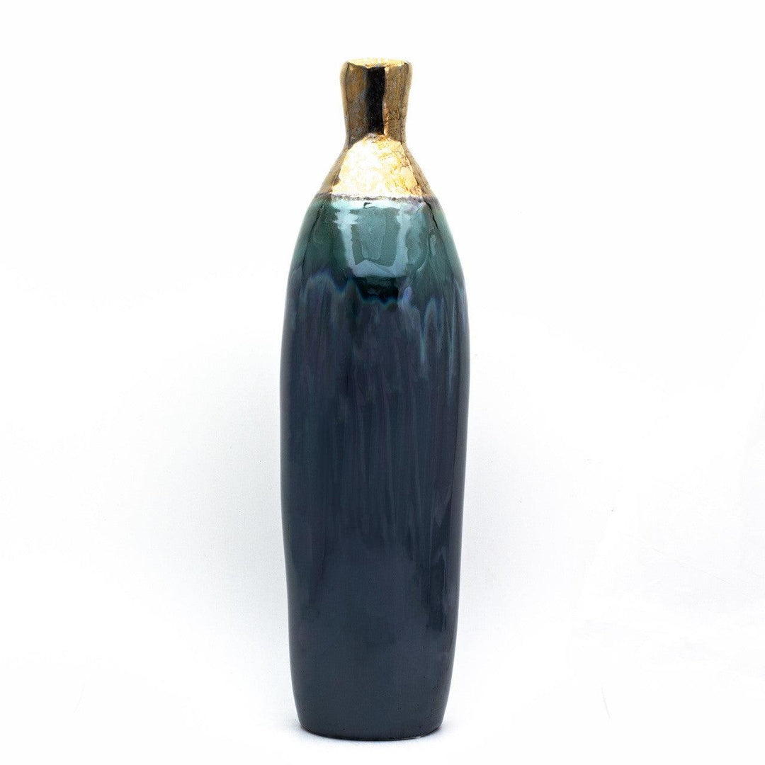 Patina hyacinthine rounded bottle vase