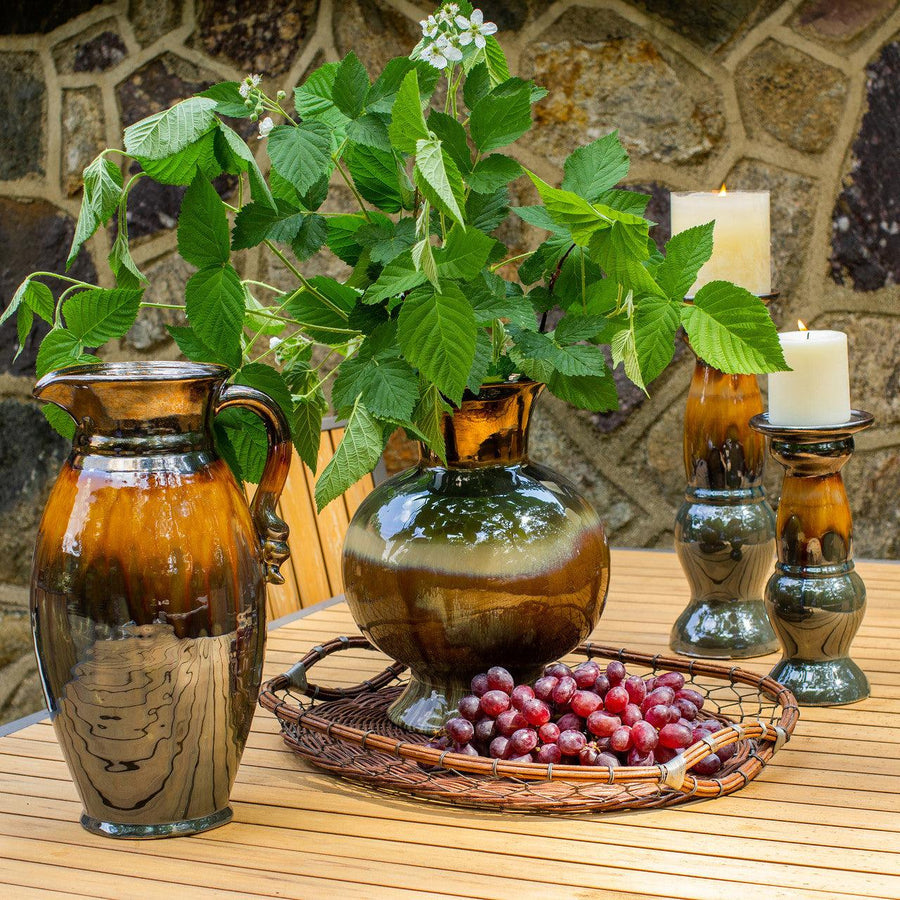 Patina sienna large candle holder