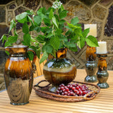 Patina sienna large candle holder