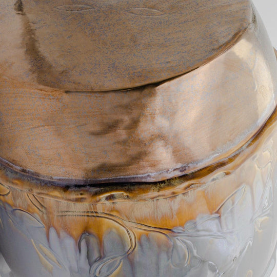 Patina Vine &amp; Leaf Ceramic Garden Stool – 18" Inspired Accent