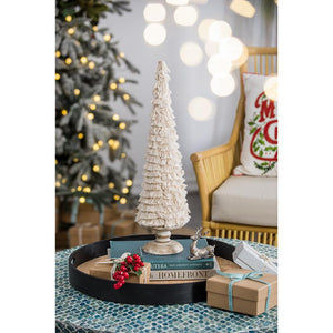 D5.1x21.7" Fringes Embellished Cone With Wooden Base