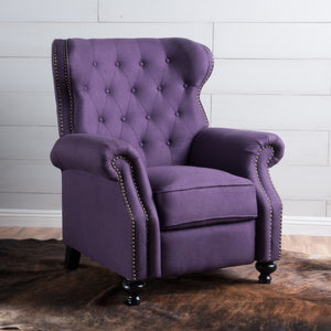 Accented Push Back Recliner Chair With Rolled Arms