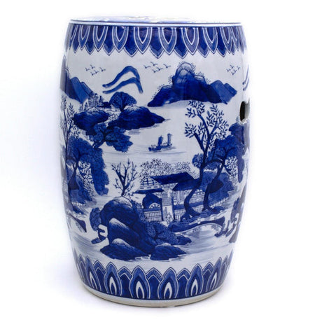 Blue-Garden-Landscape-Stool-–-Traditional-Chinese-Porcelain-Accent-Outdoor-Tables